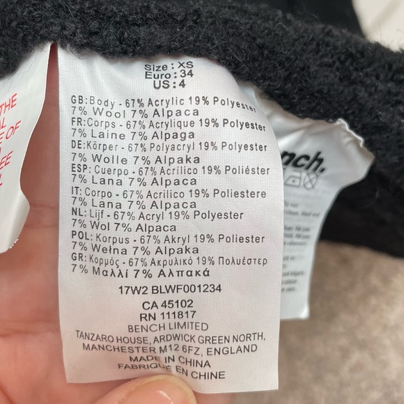 Bench Asymmetric Cardigan Black Boucle Long Line Size XS - Picture 11 of 13